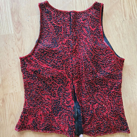 Andretta Donatello Vintage 90s Y2K Silk Beaded Top L Fairy Grunge Whimsigoth - Picture 7 of 11